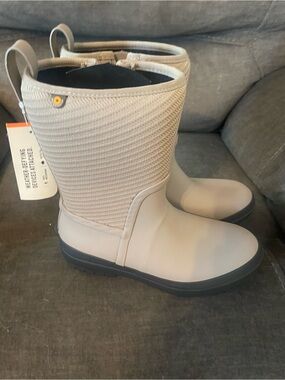 Bogs Taupe and Black Mid-Calf Winter Rain Boots